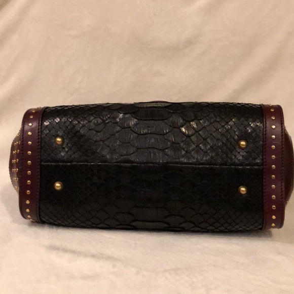 Gucci Leather & Snake Skin Burgundy & Black - Picture 7 of 8